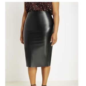 ELOQUII SIZE 20 BLACK SKIRT FAUX LEATHER COLUMN MIDI SKIRT
